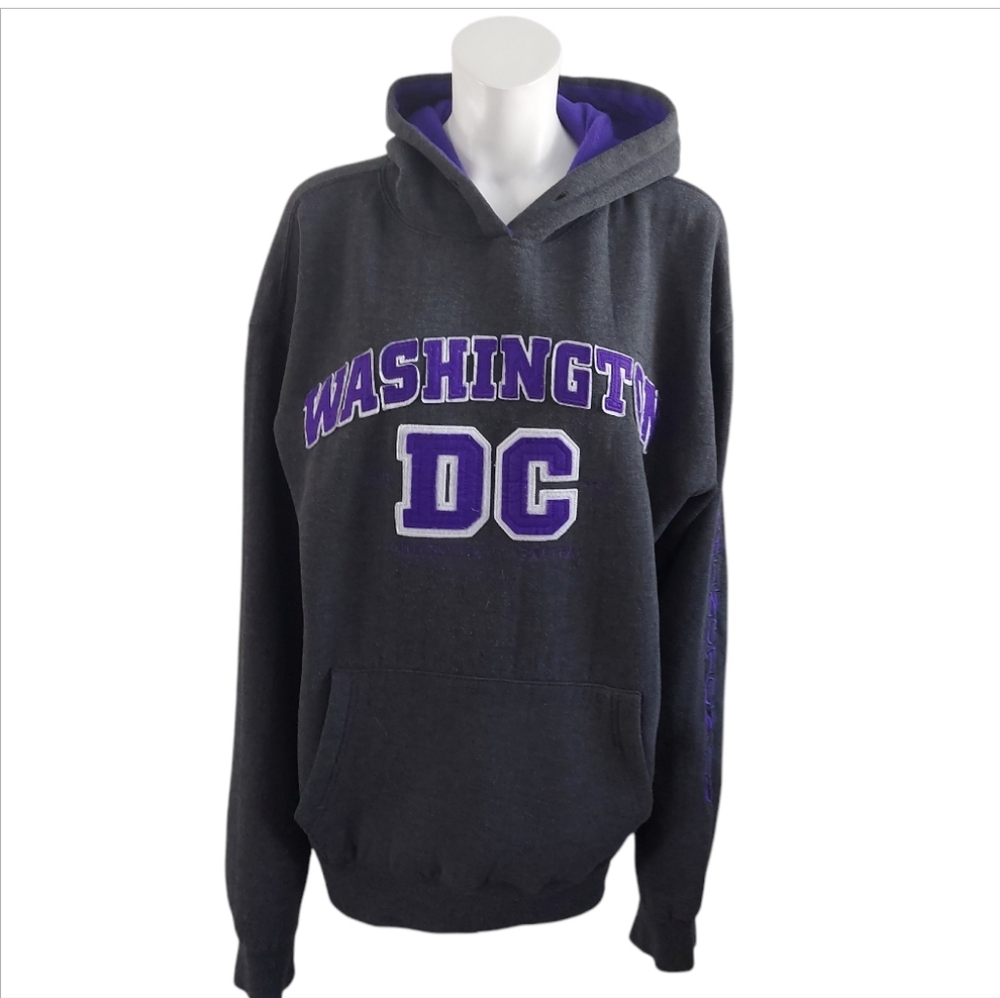 Washington DC Gray /purple Hoodie,kangaroo Pocket, size XL
